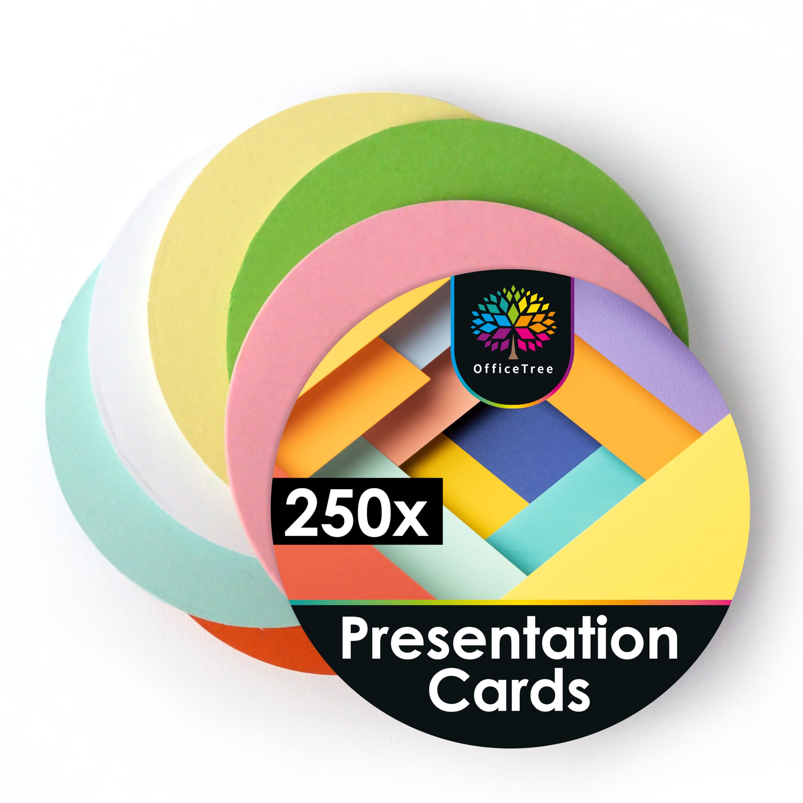 OfficeTree 250 x Flash Cards Round ⌀ 10cm - 6 Colours - 150gsm - Moderation Cards Indispensable for Presentation and Moderation - Revision Cards - Index Cards - Record Cards