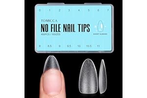 TOMICCA Medium Almond Nail Tips, 450Pcs Double sided Matte Gel Nail Tips, 15 Sizes Soft Full Cover Gel Nail Tips, False Gel Nail Tips for Nails Extensions