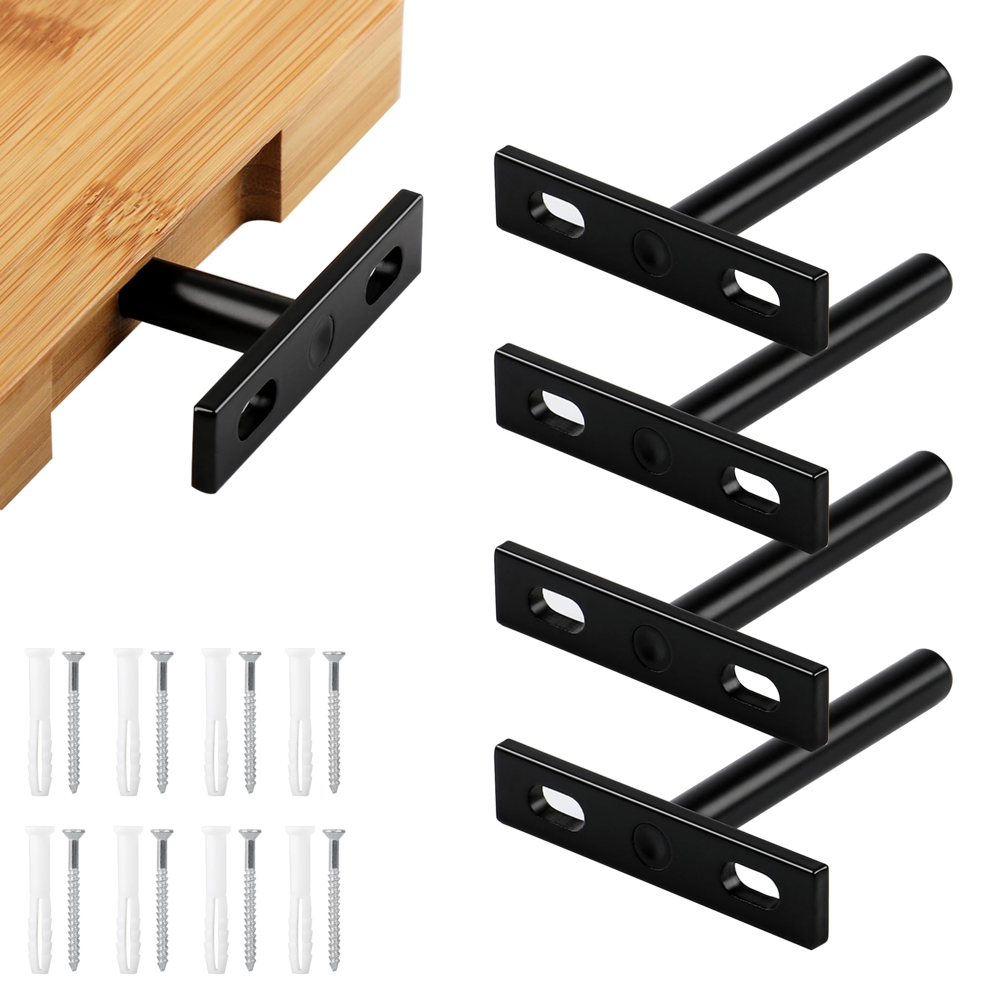 YEYIT 4 Pcs Floating Shelf Brackets 3 Inch Solid Steel Hidden Blind Support, Heavy Duty Floating Shelf Fixings for Wall Mounted Backdrop Concealed Wall Shelf Wood Shelves — image 1