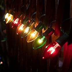 C9 Bulb String Lights Outdoor 100 Feet Multicolored