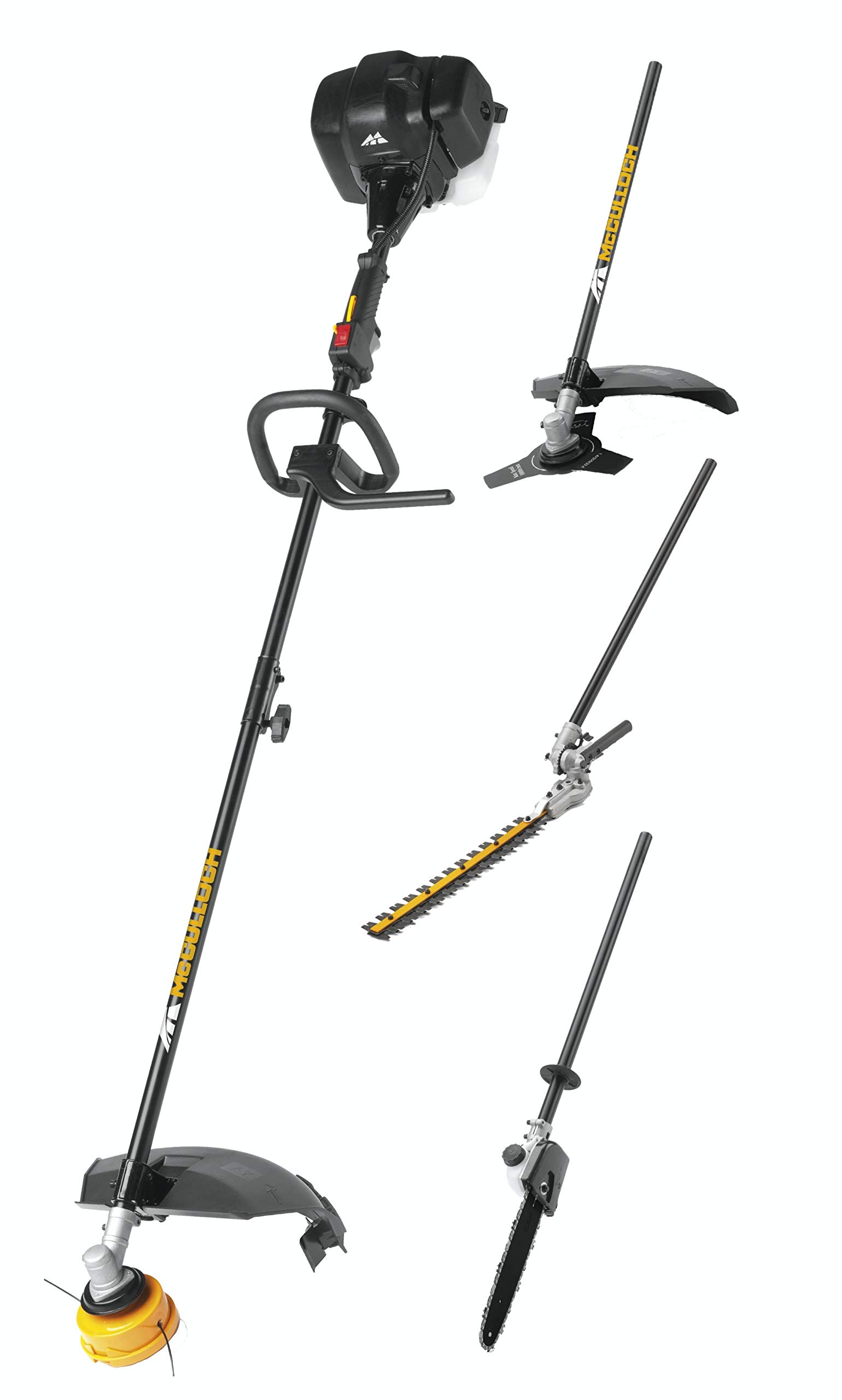 McCulloch B33 PS + Petrol Brushcutter (4-in-1): Garden Care Set with 43 cm Cutting Width, 2 mm Line Diameter, Soft Start, Tap n Go Trimmer Head, Split Shaft, Adjustable Handle