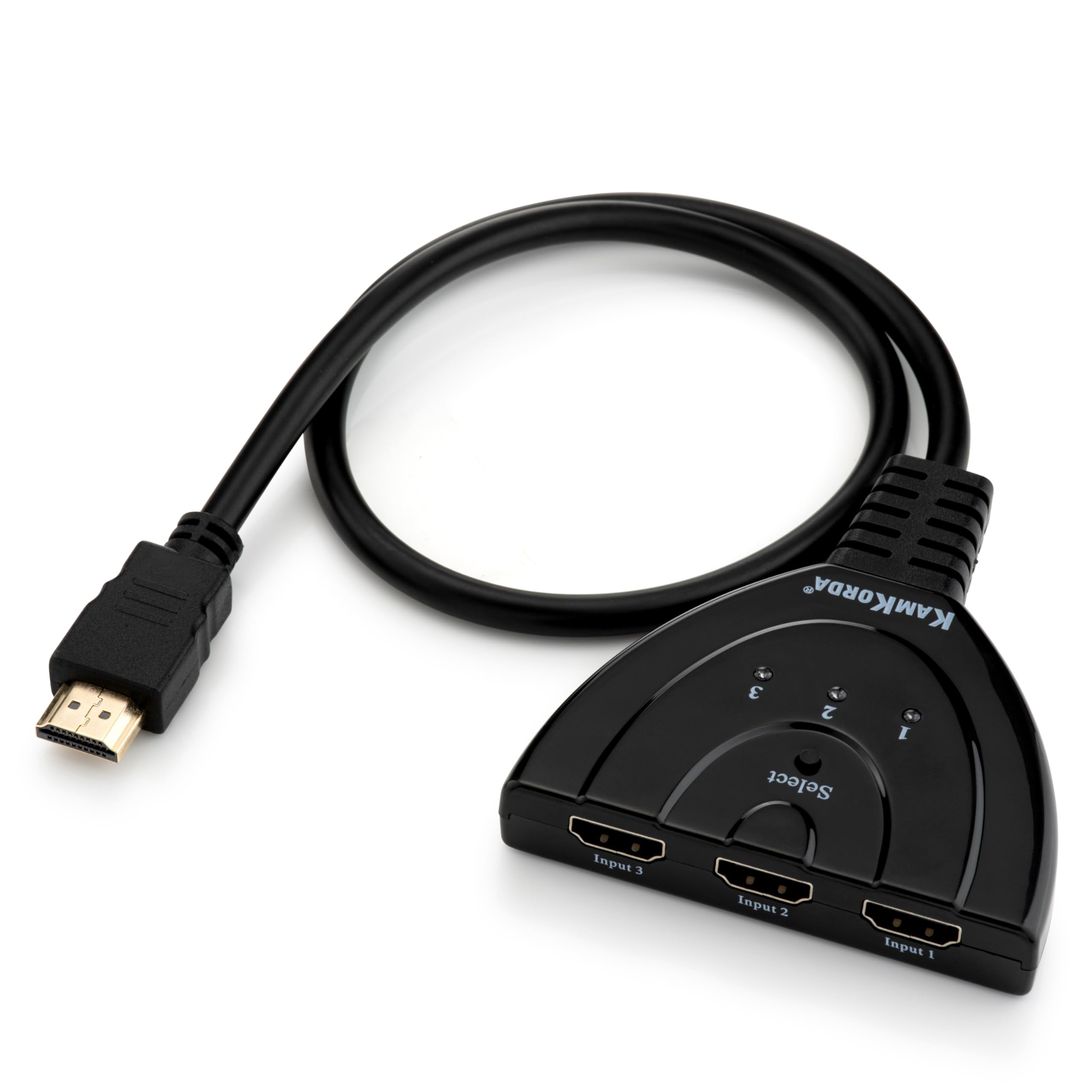 HDMI Switcher 3-Port Hub | 4K HDMI Splitter Switch 3 In 1 Out with Gold-Plated Connectors | Supports Full HD 1080P, 3D, Dolby, DTS Audio | No Power Adapter Needed