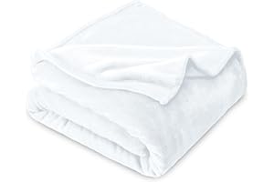 Bare Home Fleece Microplush Blanket - Full/Queen - Lightweight Throw for Bed, Sofa, Couch, Movie Night, Camping, and Travel - Ultra Soft Warm Blanket (Full/Queen, White)