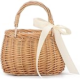 KUANG! Natural Handwoven Wicker Handbag Rattan Woven Basket Purse Straw Beach Tote Bags for Women