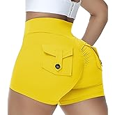 COFCAT Booty Shorts for Women Scrunch Butt Shorts with Pocket Cargo Workout Biker Gym Bottoms