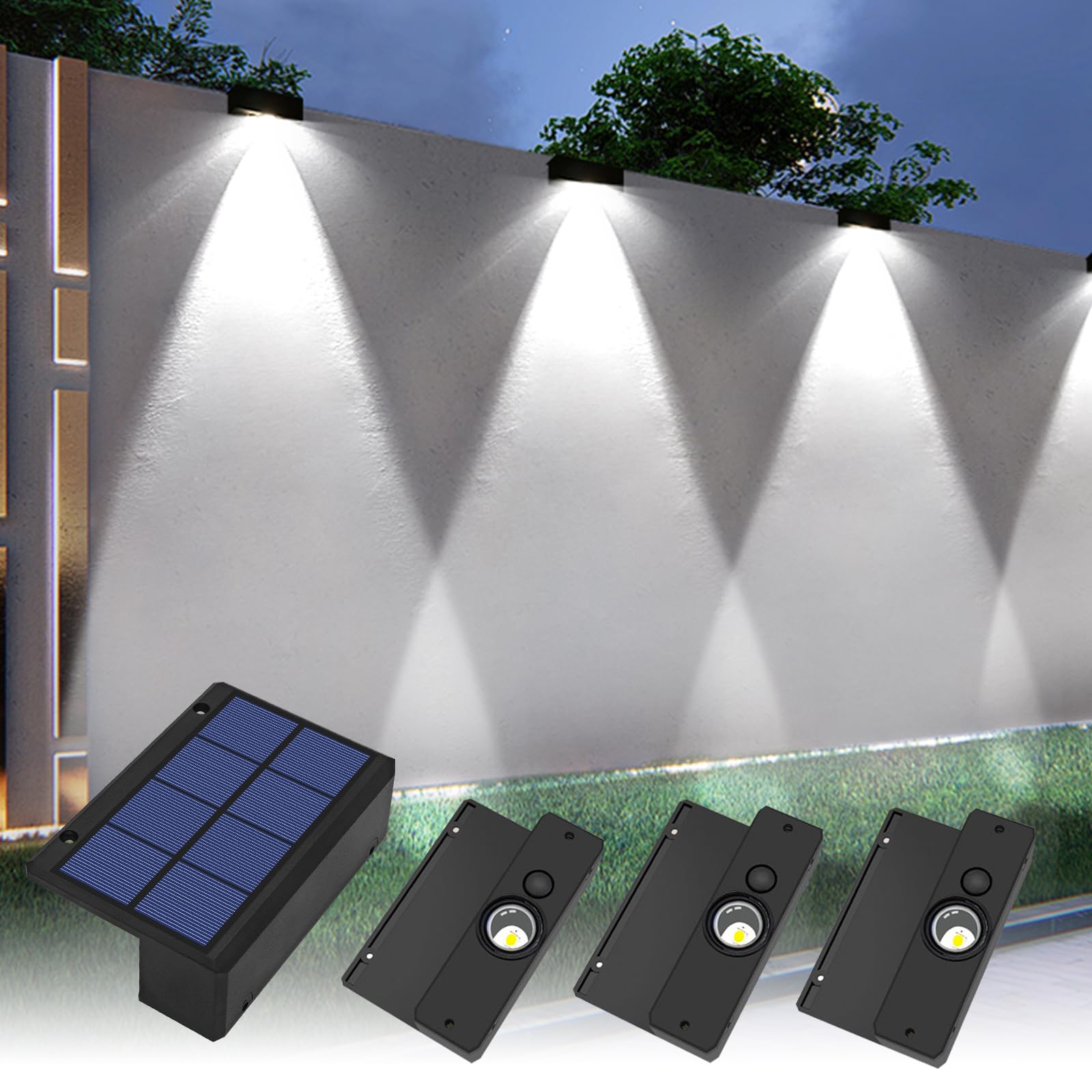 External Sign Downlight XmnSoly Solar Wall Lights, Non-Drill Fence Lights Solar Powered Outdoor ...