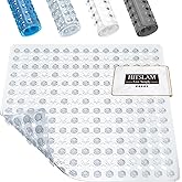 HITSLAM Shower Mat Anti Slip, Square Bath Mat for Tub Non Slip with Suction Cups and Drain Holes, 21x21 Inch Bathroom Shower Stall Floor Mat, Machine Washable, Soft on Feet, Clear