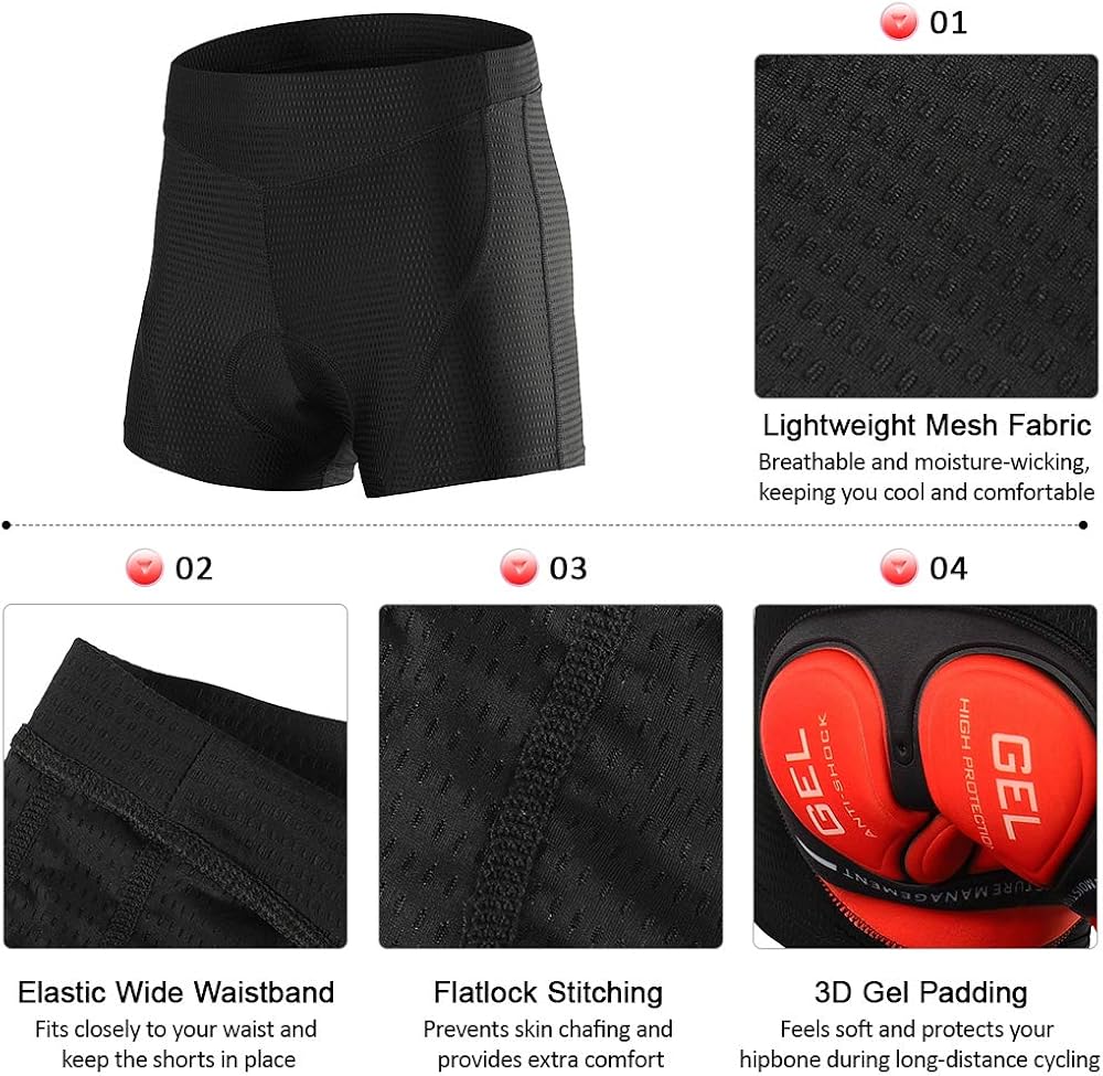 Lixada Men's Cycling Shorts 3D Padded MTB Bicycle Bike Underwear Shorts Breathable Quick Dry Shorts (Optional): Clothing