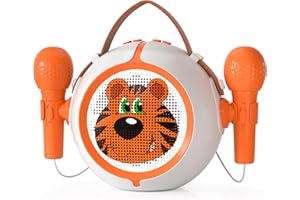 JUNGLE MONSTER Karaoke Machine for Kids – Portable Bluetooth Kids Karaoke Machine with 2 Wired Microphones, LED Lights, USB Playback, Rechargeable Karaoke Speaker, Ideal for Birthday, Ages 4-12+