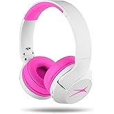Altec Lansing Kid Safe Noise Cancelling Wireless Headphones 15H Battery, 85dB Volume Limit, Foldable Design Powerful Sound, Active Noise Cancellation Perfect for Kids Ages 7+ (Whiteout Pop Pink)