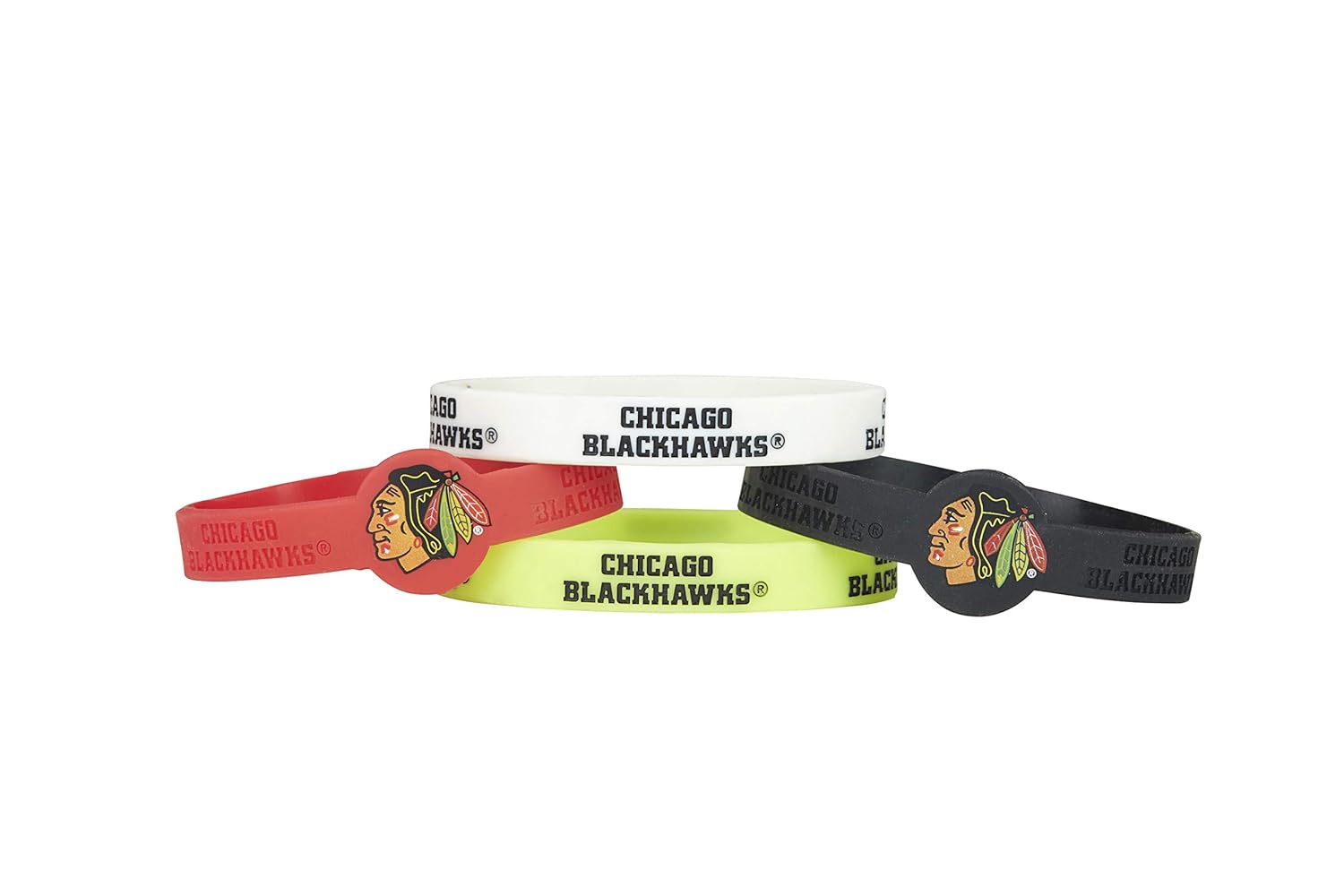 aminco NHL Chicago Blackhawks Silicone Bracelets 4 Pack aminco NHL Chicago Blackhawks Silicone Bracelets 4 Pack