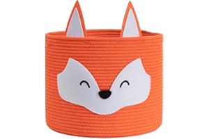 CherryNow Baby Basket Animal Storage Basket for Kids, Cute Storage Bin for Cube Organizer, Empty Gift Basket with Handle, Small Decorative Toy Basket, Fox Basket, 10'' (H) x 12'' (D)