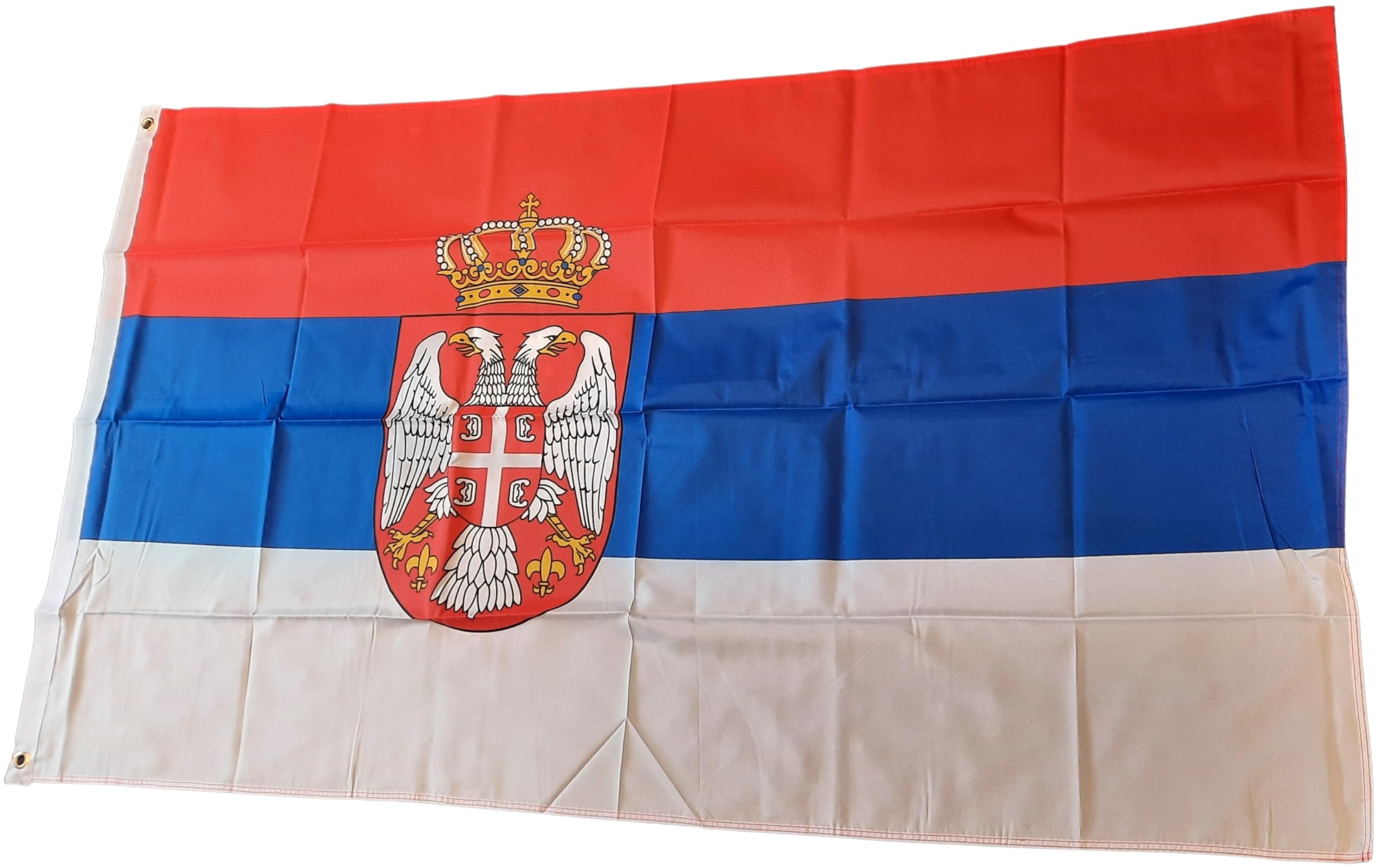 NWFlags Serbia Flag 5ft x 3ft 75d Premium Polyester Suitable For Flagpoles | Strong Polyester 5x3 foot material large Serbian flag with 2 metal Eyelets