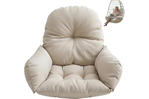 Egg Chair Cushion Replacement, Thickened Egg Chair Cushion - Machine Washable Outdoor Patio Swing Basket Pad in Beige..