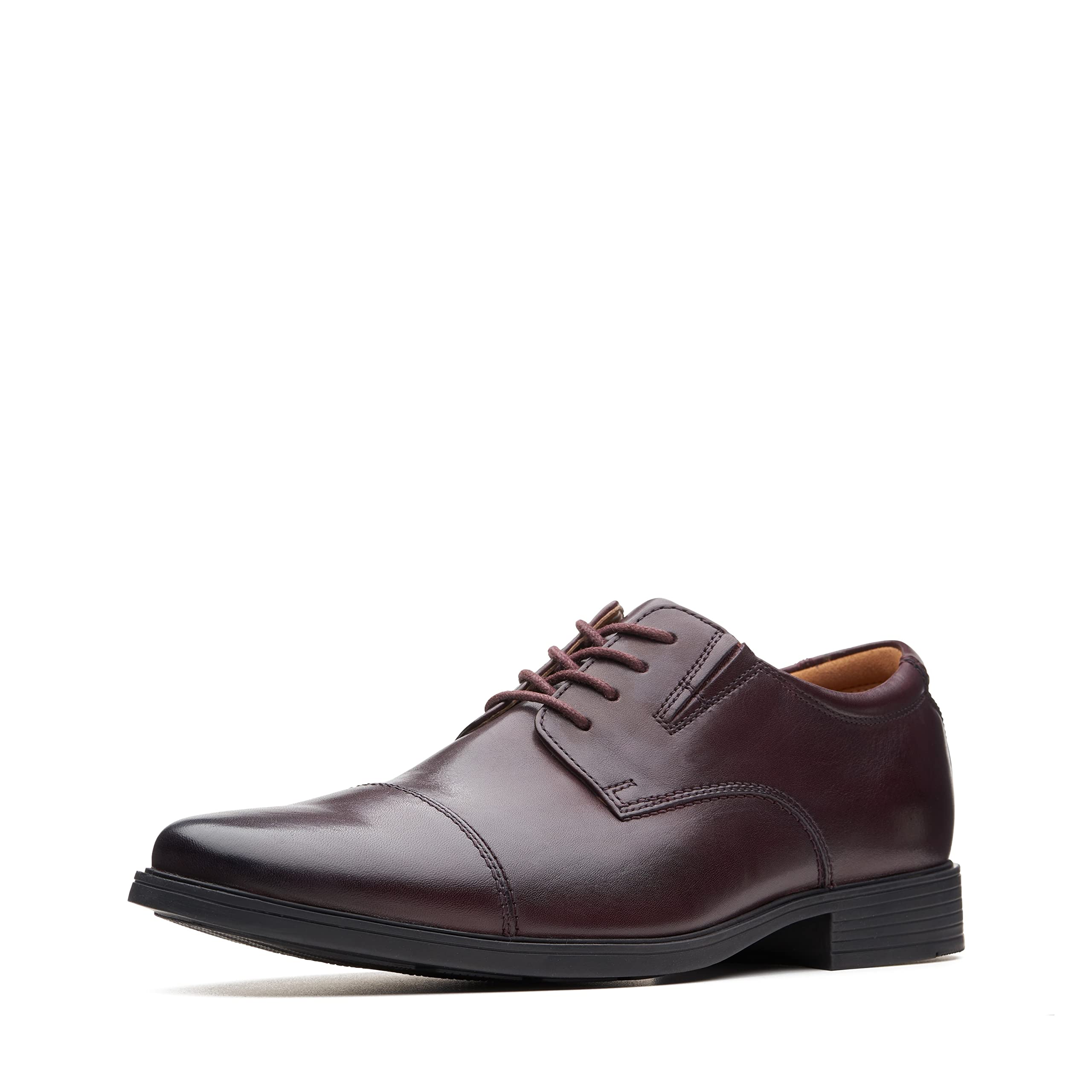 Clarks Men's Tilden Cap Oxford, Wine Leather, 10.5