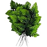 hhdatc 24PCS Artificial Silk Fern Leaves (16-Inch) Realistic Leather Leaf Fronds for Wedding Bouquets &amp; Home Floral D&eacute;cor