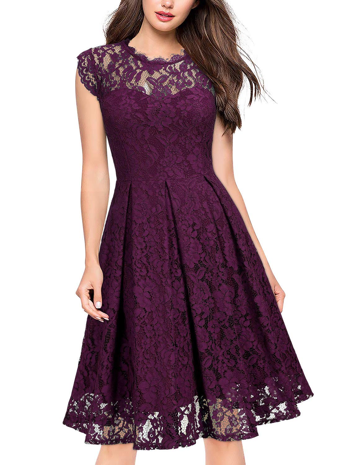 Miusol Women's Retro Floral Lace Evening Cocktail Party Dress