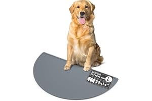 Should We Go? - Waterproof Silicone Pet Food Mat - Non-Slip, Spill-Proof Feeding Mats for Floors, Raised Edge Design, Easy-to-Clean, Durable Flexible Rubber Mat for Dog & Cat Bowls, Large-Charcoal