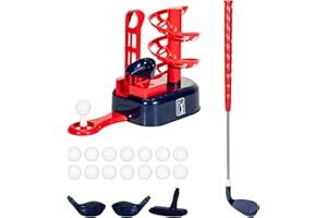 Franklin Sports PGA Tour Kids Golf Tee Trainer Toy - Plastic Youth Golf Set with Automatic Ball Feeder - Includes (1) Righty + Lefty Adjustable Club, (15) Balls, and (1) Tee - Ages 3+
