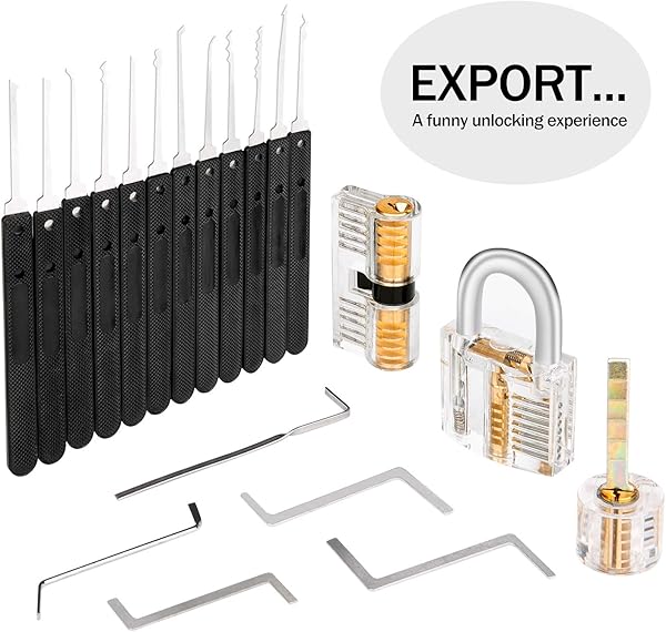 Dietrich Set 30 Stck Lock Picking Set mit 3 Transparenttem Vorhngeschloss Dietrichen Kit fr Anfnger und Professionelle Lockpicker