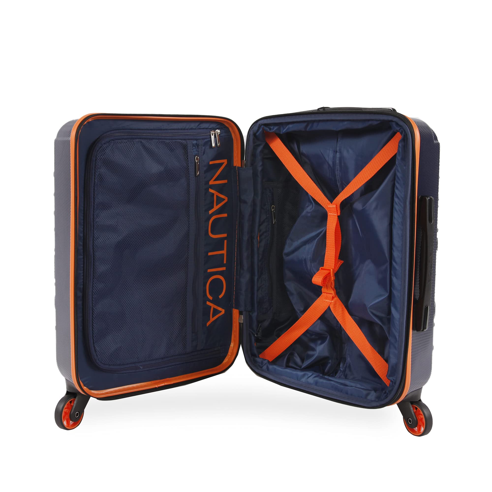 Nautica Birch Hardside Spinner Luggage, Navy/Orange, Carry-On 21-Inch