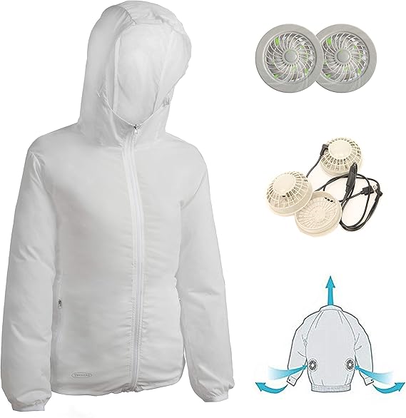 Amazon Co Jp Basherry 空調服 空調風神服 熱中症対策 日焼け止め 調節可能 屋外作業 防暑服 柔軟性 通気性 長袖 紫外線防止 登山 釣り ゴルフ バイク ホワイト M 服 ファッション小物