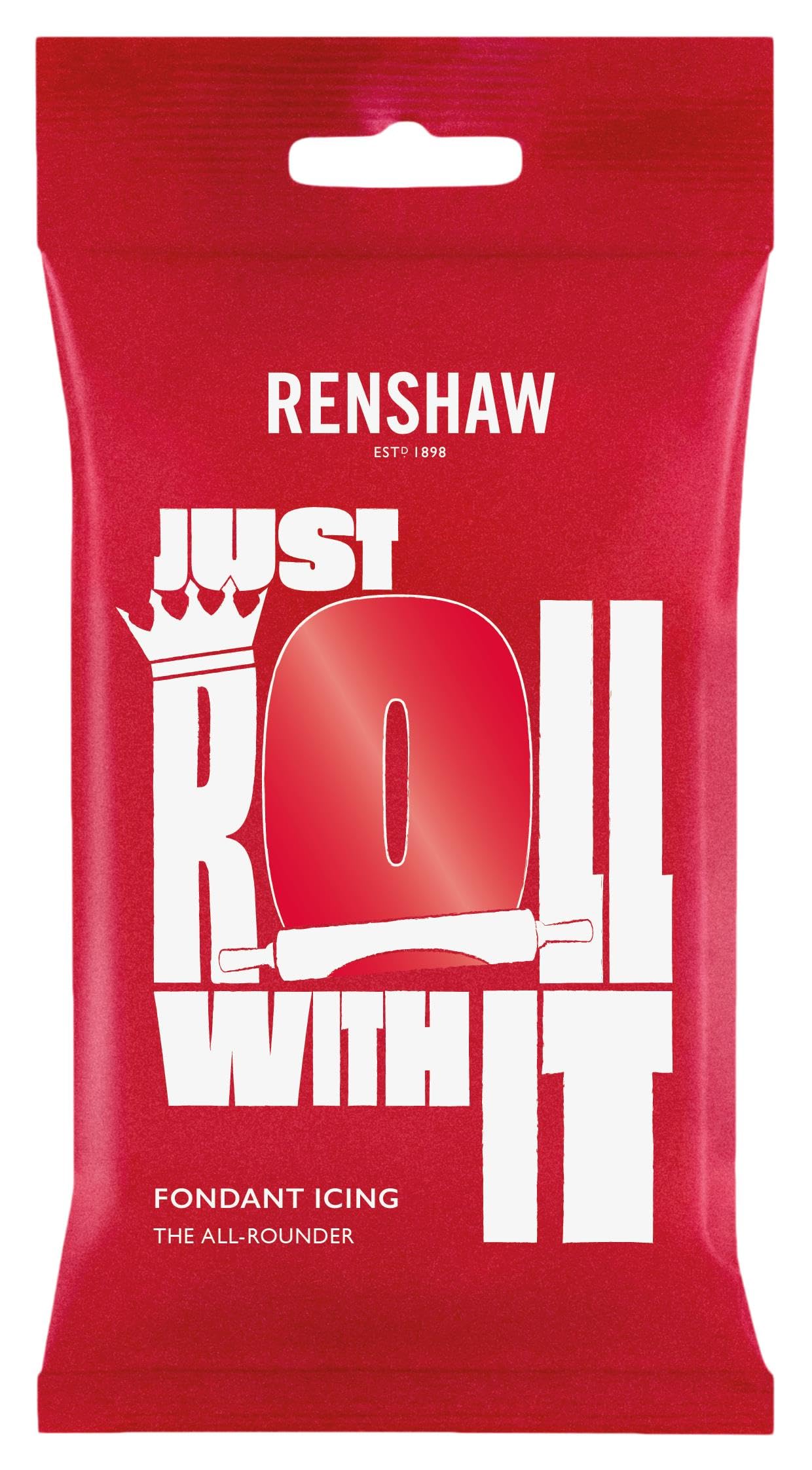 Renshaw Poppy Red Just Roll With It Fondant Icing, 250 g (Pack of 1) - Ready to Roll Icing for Cakes