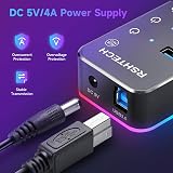 RSHTECH RGB Powered USB Hub 7-Port USB 3.0 USB-C Splitter 14 RGB Modes view 4