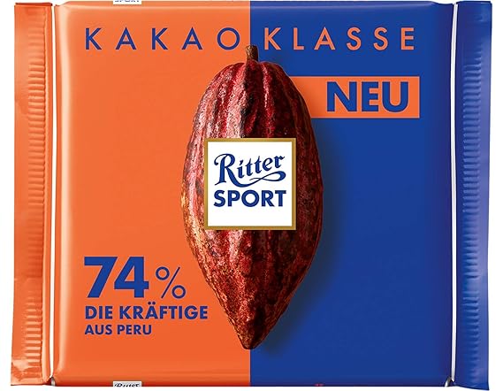 Amazon Com Ritter Sport 74 Intense Dark Chocolate Bar Candy Original German Chocolate 100g 3 52oz Grocery Gourmet Food