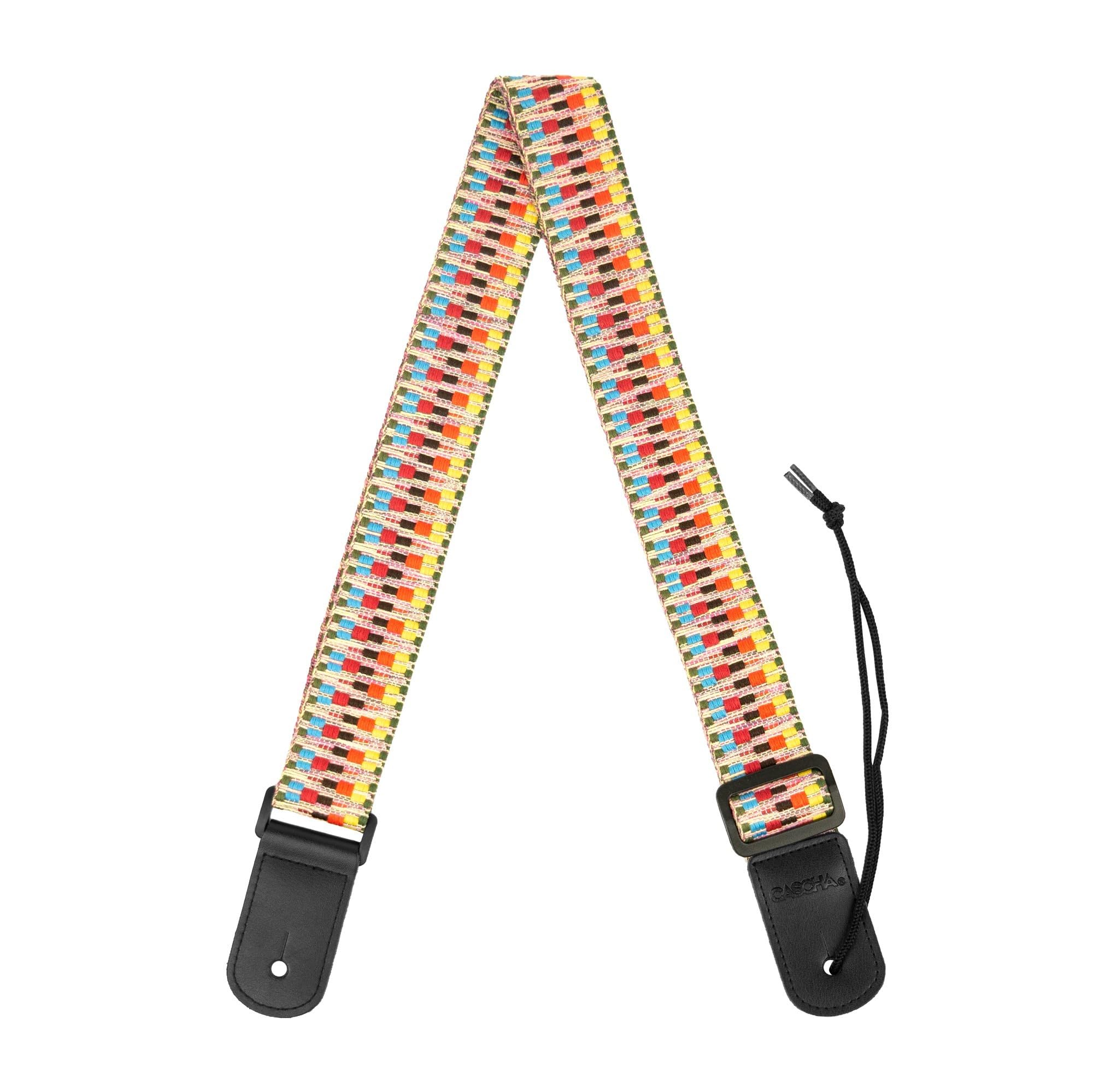 CASCHA Ukulele Strap, Carrying Strap adjustable up to 139cm, Jacquard, Rainbow HH 2200