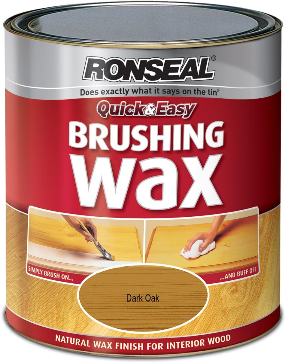 Ronseal QEBWDO750 750ml Quick and Easy Brush Wax Dark Oak (Old