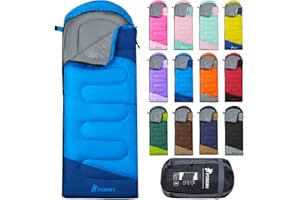 PTEROMY Sleeping Bags for Adults, Lightweight and Machine Washable, Water Resistant Backpacking Camping Sleeping Bag for Warm Cold Weather, Camping Essentials for Hiking Travel