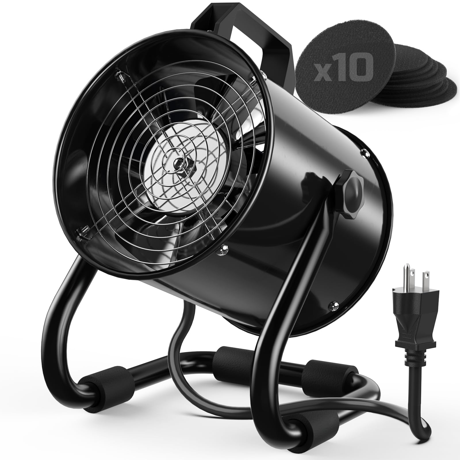 Photo 1 of Jeebel Camp Portable Range Hood 6 Inch Portable Kitchen Exhaust Fan 350 CFM Strong Wind with 10 Activated Charcoal Filter Reusable Aluminum Alloy Portable Hood Fan for Indoor BBQ, Hot Pot, Black