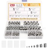 LEONTOOL 210 Pcs Wire Thread Inserts Kit, Metric Helical Type Coiled Wire | 304 Stainless Steel, M3 M4 M5 M6 M8 M10 M12 Steel Sheath Screw Repair Sleeve, Coiled Spiral Thread Repair, with Storage Box