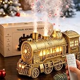 Vintage Steam Train Aromatherapy Essential Oil Diffuser Humidifier,300ML Train Diffusers for Essential Oils with Remote with Dual-Color LED Light,Ultra-Quiet and Auto Shut-Off for Home Office(Bronz)