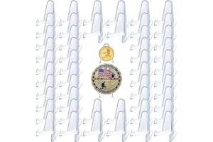 LRANFOW Coin Stand 50 PCS 1.4" Acrylic Stands for Display Coins Challenge Medals Casino Chips