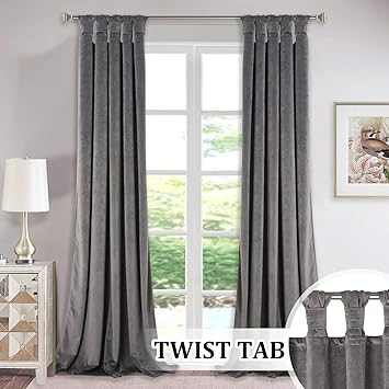 Amazon Com Luxury Velvet Curtains Gray 96 Inch Modern Twist Top
