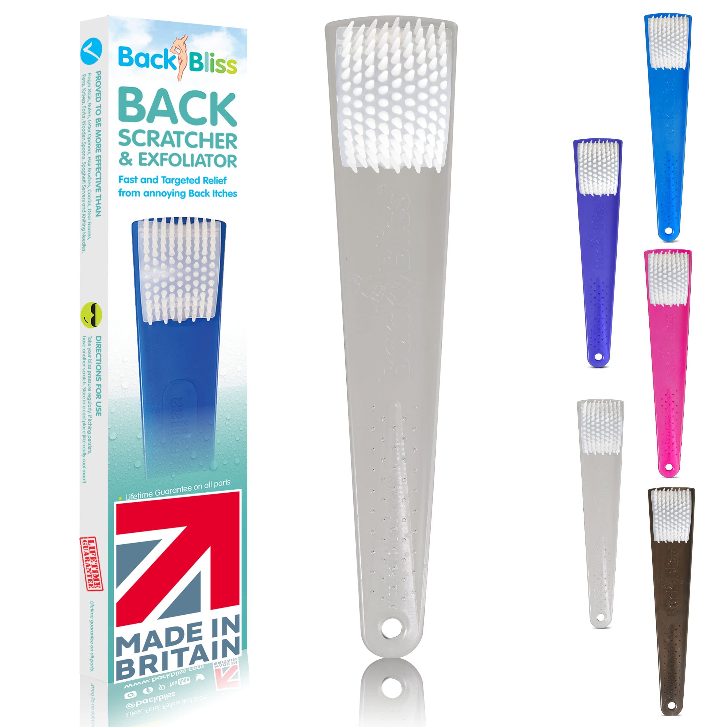 Back Scratcher for Men and Women - Made in Britain Backscratcher for Itching Backs - Clear