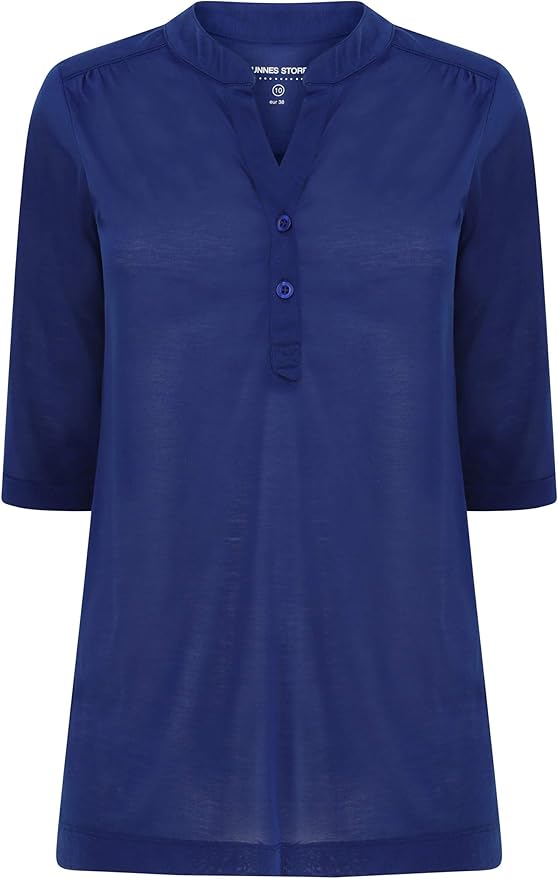 Dunnes Ladies Ex Stores 3/4 Sleeve Blue Top Blouse Amazon.co.uk Clothing