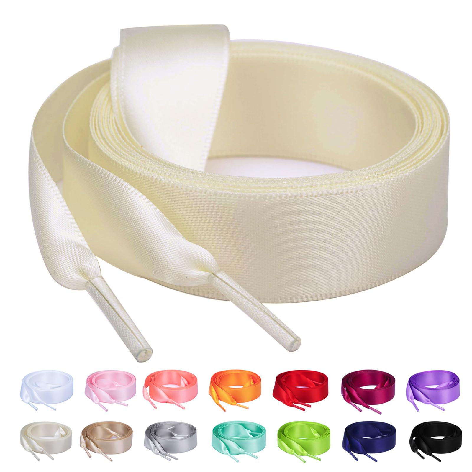Booyckiy Flat Colorful Satin Ribbon Shoelaces
