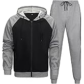 MANTORS Men's Hooded Athletic Tracksuit Casual 2 Pieces Suits Color Block Hoodies and Sweatpants Set
