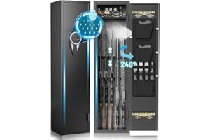 YIOSOTNE 3-5 Large Gun Safe for Rifle and Pistols,Fingerprint Gun Cabinet for Rifle and Shotguns with Multi-function Panel and Pistol ,Shotgun Shell Holder, LED&Dual Alarm and Mute Mode-No Assembly Required