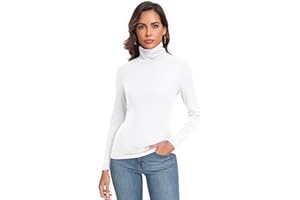Women's Long Sleeve Casual Lightweight Turtleneck Top Slim Fit Thermal Active Layer Shirts