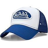 Von Dutch Unisex Trucker Hat - Curved Bill Mesh Back Retro Classic Colorblock Snapback Baseball Cap for Men and Women