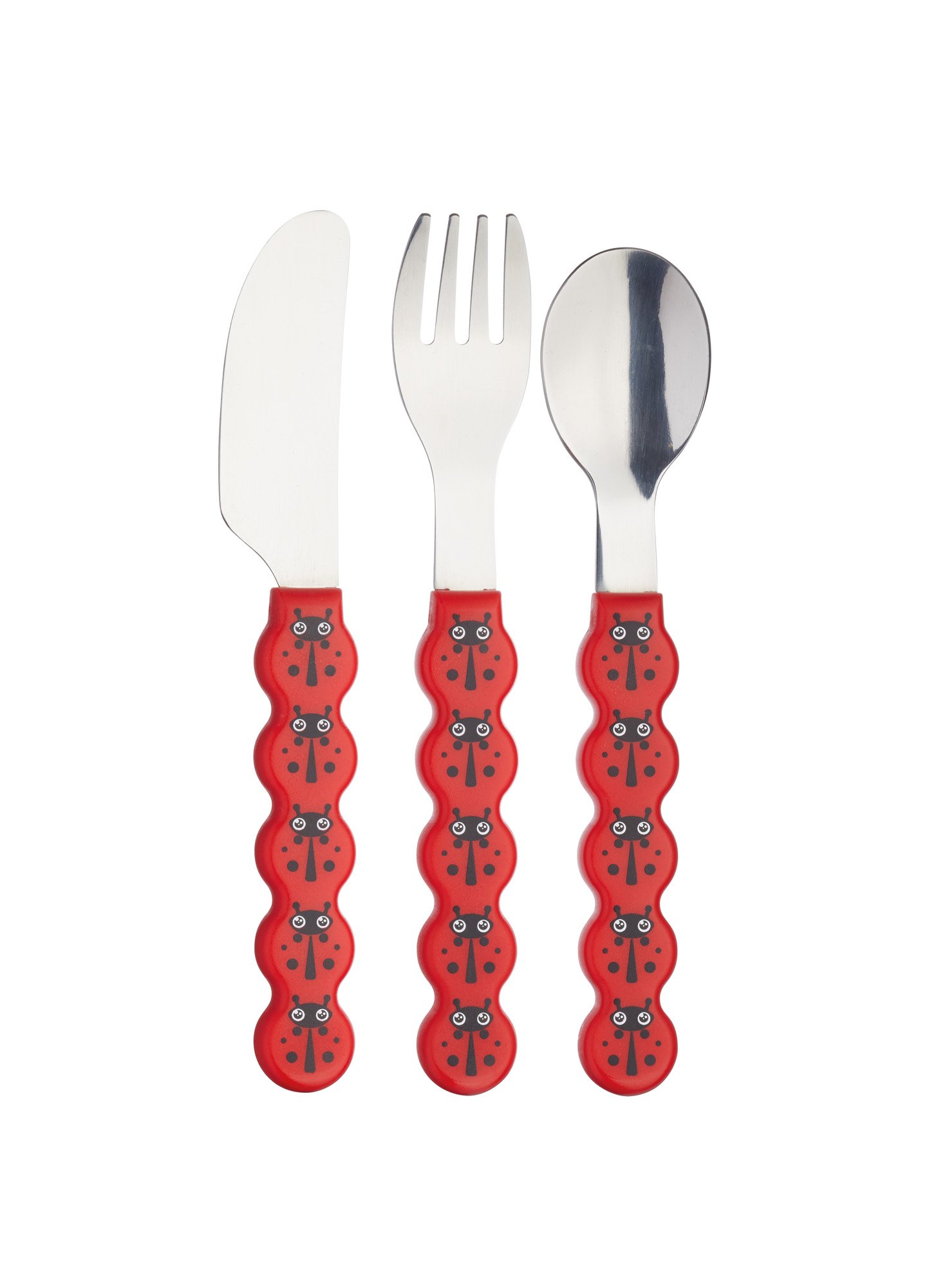 KITCHENCRAFT KCKIDSCUTLB Kids Three Piece Children’s Ladybird Stainless Steel Cutlery Set, Display Boxed