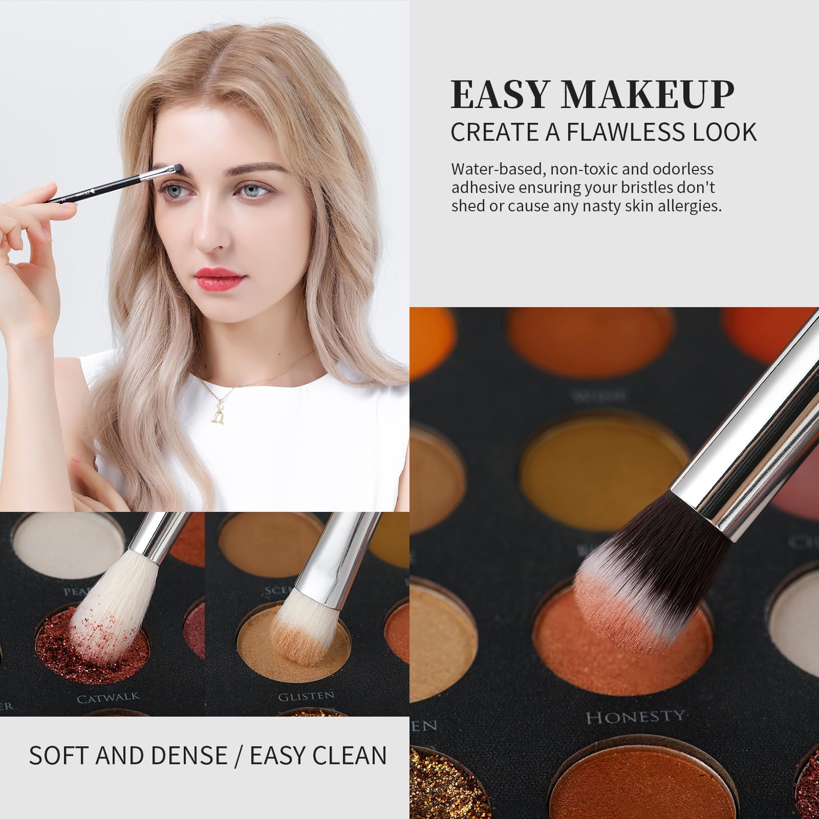 DUcare Makeup Brushes with Bag,15Pcs Christmas Makeup Brush Set Travel Kabuki Foundation Blending Blush Eyeliner Shadow Brow Concealer Brushes Kit