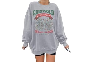 HEBBE Oversized Christmas Sweatshirt for Women Funny Christmas Holiday Sweatshirt Xmas Casual Pullover Vacation Top