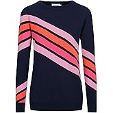OXKNIT Women's Knit Long Sleeve T-Shirts, 1960s Retro Personalised Stripes Crewneck Casual Knitted Tops