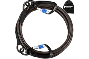 Libbipaw Dog Tie Out Cable 25FT Heavy Duty Chew Proof, Tangle-Free Runner with 360° Swivels & Locking Clip for Large Dogs Up to 250LBS - Rust Proof Leash for Yard, Camping, Outside (Black 25FT)