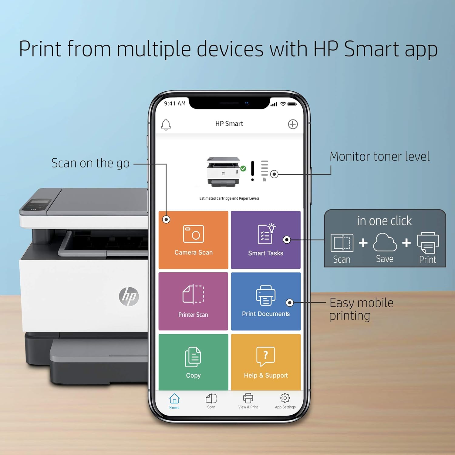 HP Neverstop All-in-One Laser Printer 1202w, Wireless Laser with Cartridge-Free Monochrome Toner Tank (5HG92A): Electronics